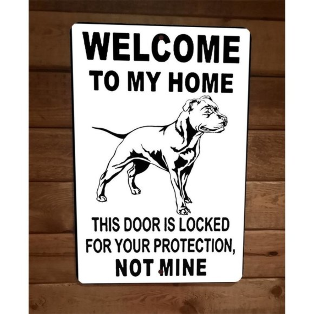 Door is Locked for Your Protection Staffordshire Bulldog 8x12 Wall Animal Sign